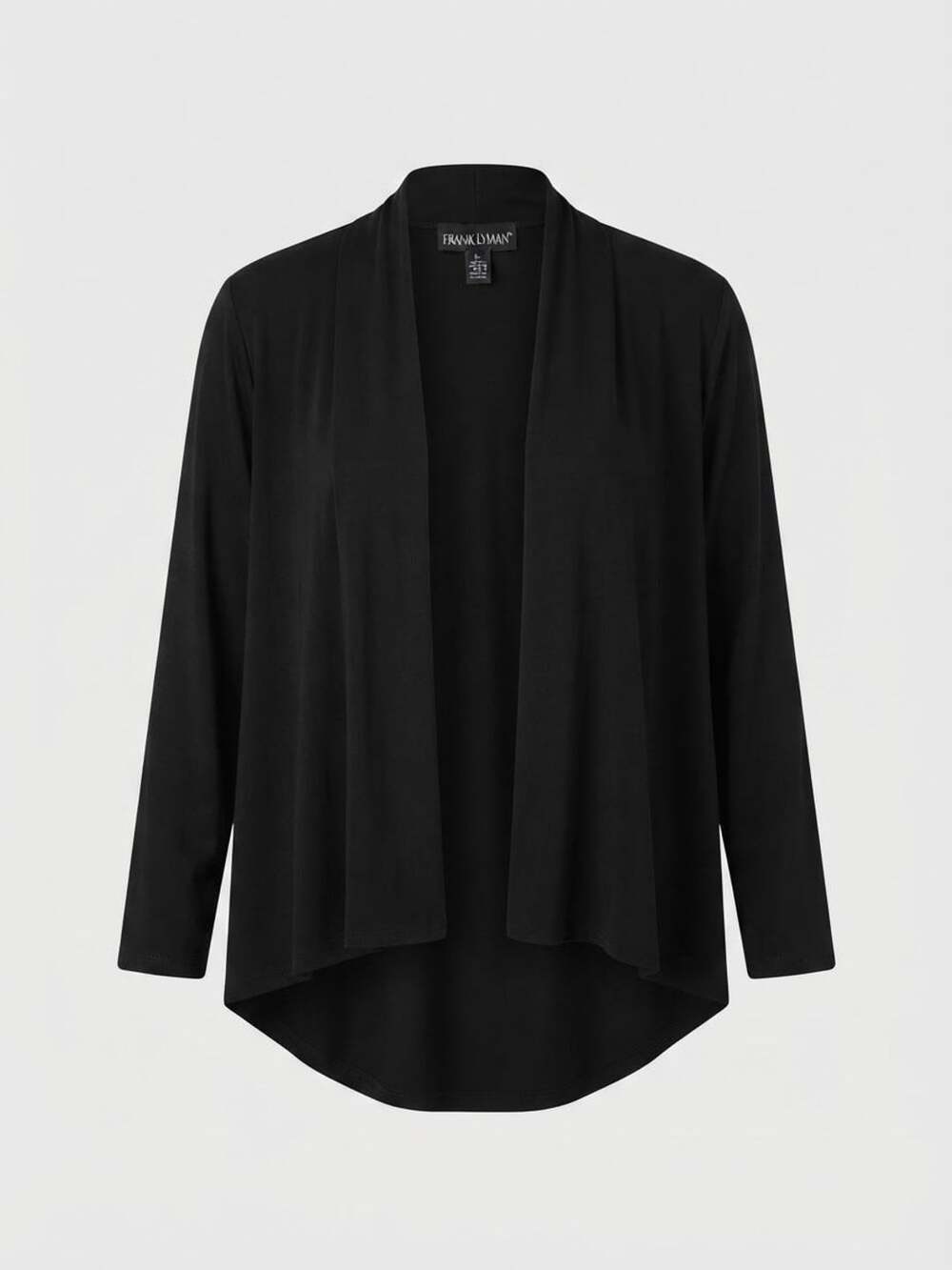 Frank Lyman Black Long Sleeve Open Front Draped Hem Cardigan medium (6)